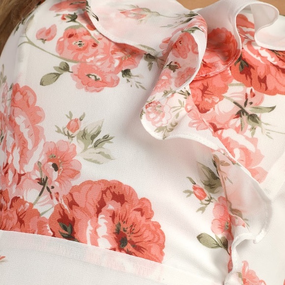 Lulus Radiant Evening White Floral Print Ruffled Sleeveless Maxi Dress - Picture 7 of 9